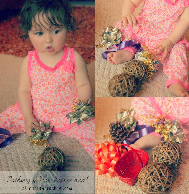 Make treasure baskets for your baby. So easy and so fun! It's our baby's favorite toy!