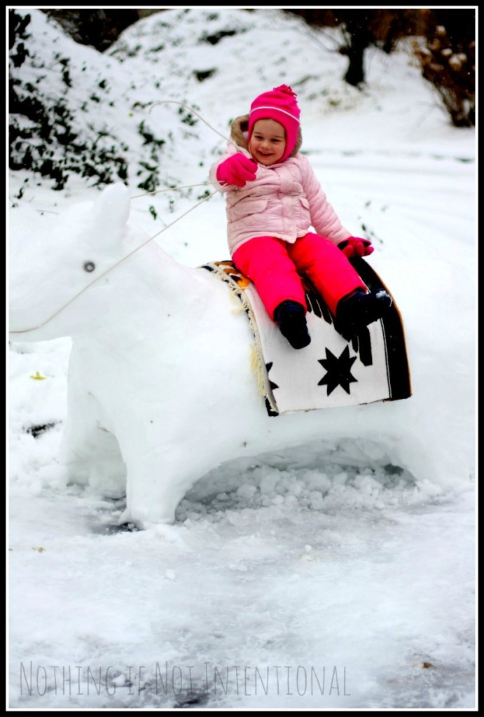 So long, snowman! Make a snow horse instead!