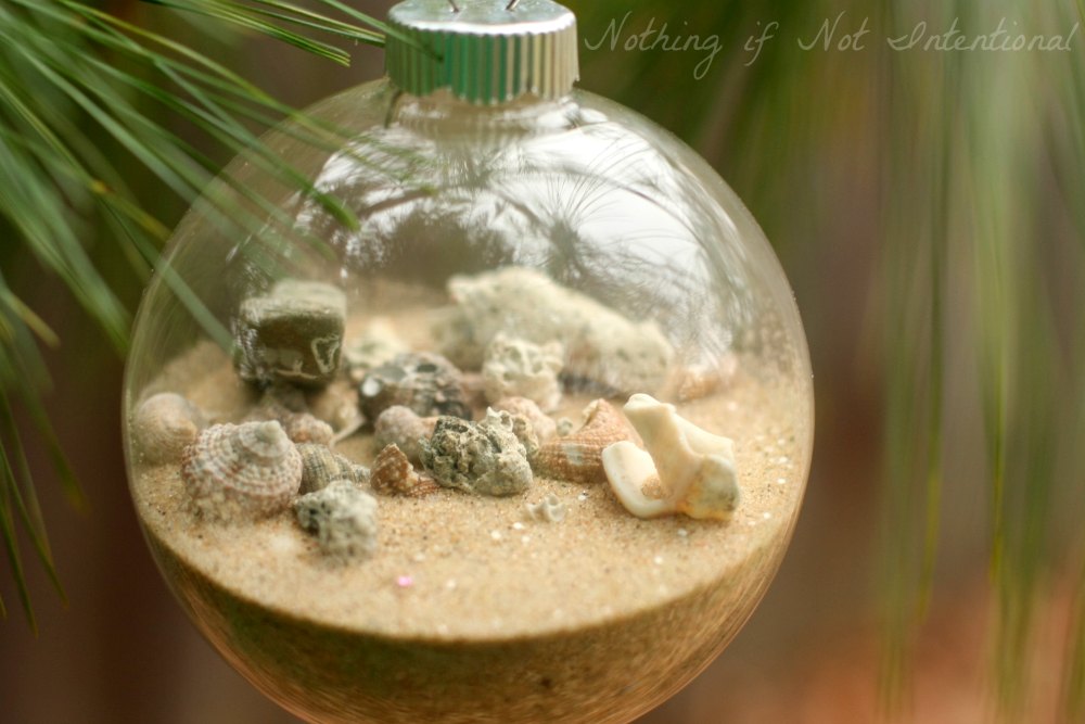 Turn your seashells into an inexpensive souvenir/Christmas ornament! 