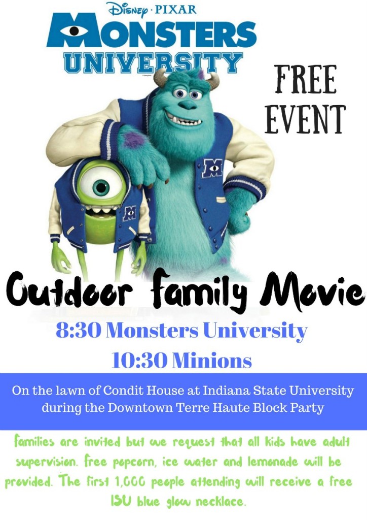 Outdoor Family Movie at ISU for the Downtown Terre Haute Block Party