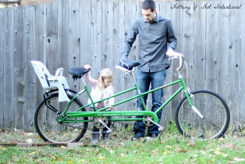 tandem bike with kid seat